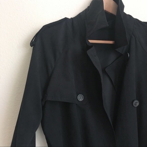 🏷 NWT double-breast trench coat black - Picture 2 of 7